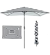 JEAREY 6.5x10 ft Rectangular Patio Umbrellas Rectangle Outdoor Umbrella with Push Button Tilt and...