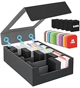AOBOPLE 5 Rows Trading Card Storage Box,3900+ Card Deck Case for Trading Cards with 48 Pcs Colorf...