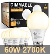 TJOY A19 Dimmable LED Light Bulbs, E26 Led Bulbs 60 Watt Equivalent, Warm Soft White 2700K, 800 L...