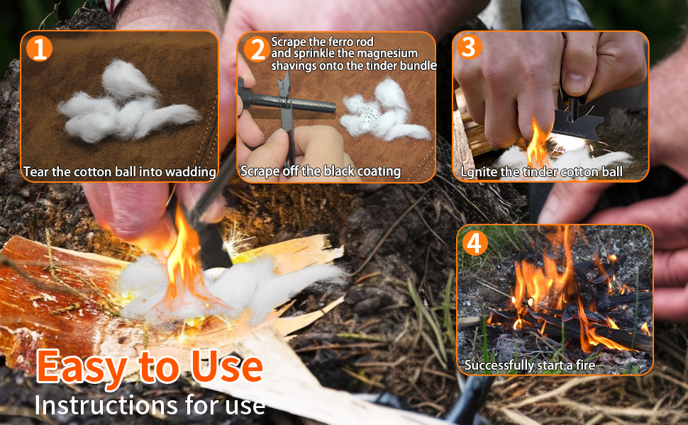 Steps to start a fire with a flint