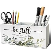 ELMCH Christian Pen Pencil Holder, Christian Gifts for Women Men Wood Desk Organizer and Accessor...