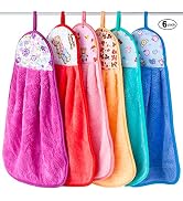 PINOWU [6 Pack] Super Soft Hanging Hand Towel for Kitchen and Bathroom, Ultra Absorbent Thick Cor...