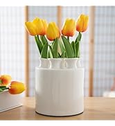 MOUGIGI Large Ceramic Vase Modern Cylinder Design with 7 Flower Openings, Perfect Centerpiece for...