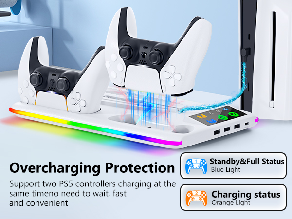 PS5/PS5 Slim Cooling &amp; Charging Station with Cooling Fan,PS5 Controller Charger