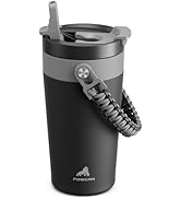 16 oz Insulated Coffee Mug for Travel: 2-in-1 Straw Flip Lid, Keep Cold 24H, Fit in Car Cupholder...