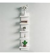 FRAWENLECO No Drill Wall Shelf Unit 5-Tier, Floating Storage Shelf, Decorative Wall Mount Vertica...