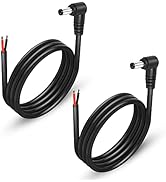 GINTOOYUN 2 Pack 90 Degree DC Power Pigtails Cable, Right Angle DC 5.5mm x 2.1mm Male Plug to Bar...