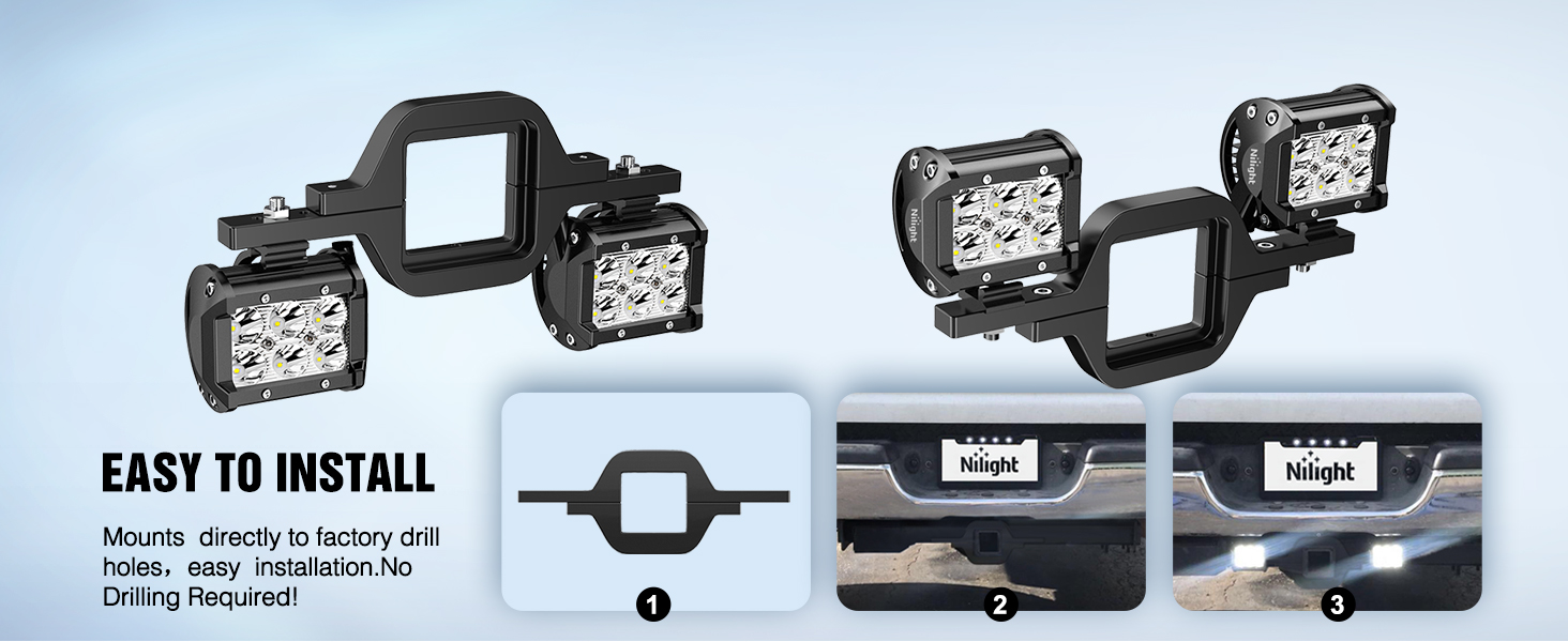 4 Inch 60W LED Pods with 2 Inch Tow Hitch Mounting Brackets