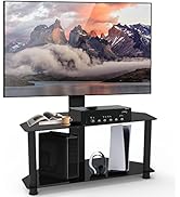Afaloona Swivel Universal Corner TV Floor Stand with 2 Tier Storage Tempered Glass Shelves and He...