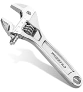 WORKPRO Adjustable Wrench, 4-inch Heavy Duty Spanner with Inch/Metric Scale, Premium Cr-V Steel, ...