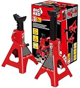 BIG RED T43002A Torin Steel Jack Stands: Double Locking, 3 Ton (6,000 lb) Capacity, Red, 1 Pair