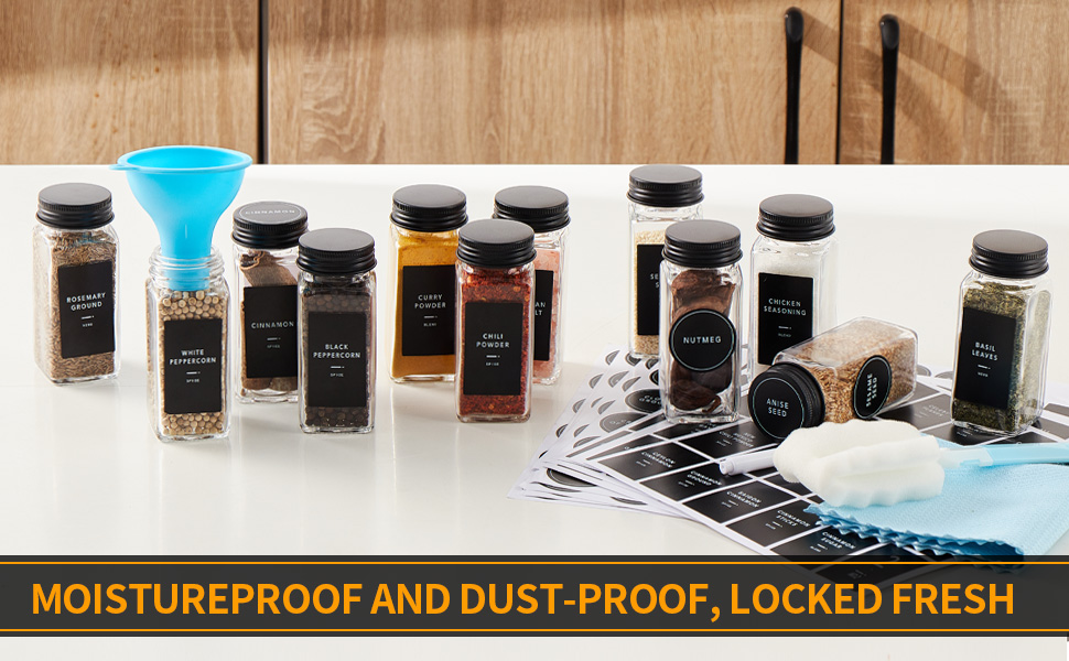 spice jars with labels