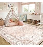 CAPALOCA Machine Washable Rugs Nursery Rug 6x9 Cute Girl Non Slip Low Pile Water Repellent Soft P...