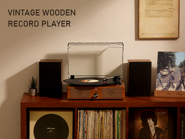 vintage wooden recordf player