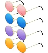 NEBURORA Round Hippie Sunglasses Metal Frame Colored Circle Glasses for Women Men 70s Retro Disco...