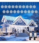 Brightown 2 Pack Christmas Snowflake Icicle Lights Outdoor - Plug-in 23.6ft 10 Drops 480LED Snowf...