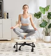 YFO Ergonomic Cross Legged Office Chair and ADHD Meditation Chair with Silent Wheels for Home Off...