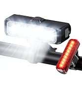 WOCBUY Bike Light for Night Riding, Super Bright &amp; Wide Beam Bicycle Lights, 4+5 Modes USB Rechar...