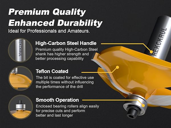 REKCKUL Professional 3PCS Ogee Style Rail and Stile Router Bit Set
