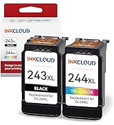 INKCLOUD Compatible Ink Cartridges Replacement for Canon PG-243 CL-244XL 243XL 244XL Black Color ...