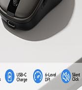TECKNET Bluetooth Mouse with Screen, [ BT5.2+BT5.0+2.4G ] Wireless Mouse, Type-C Rechargeable wit...