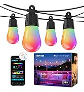 Lepro AI Smart Outdoor String Lights ZB1, 54ft RGB+IC Outdoor Lights with 15 Warm White LED Bulbs...