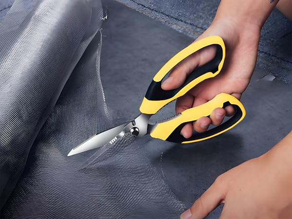 Sharp utility heavy duty scissors blades efficiently cut through thin iron wire and more