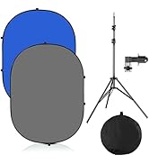 YUOCU 5x7ft/1.5x2m Chromakey Blue Grey Backdrop with 7.8ft/2.4m Stand, 2-in-1 Reversible Collapsi...