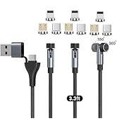NetDot Magnetic Charging Cable,6in1 Gen12 (3.3ft/3 Pack Black) 18W Fast Charging Magnetic Phone C...