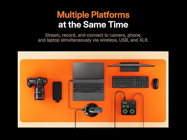 MAONO Wireless Dynamic Microphone for PC, XLR/USB Podcast Mic for Vocal Recording(PD200WT)