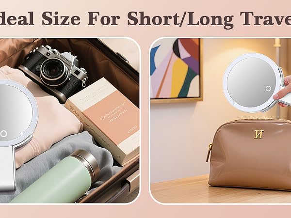 travel magnifying mirror with light