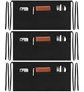 NLUS 3 Pack Server Aprons with 3 Pockets, Water Oil Stain Resistant Waitress Waiter Apron Black W...