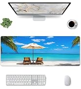 Beach Ocean Mouse Pad Stitched Edge XL Large Mousepad Rubber Base Non Slip Desk Mat for Gaming La...