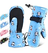 West Biking Kids Ski Mittens, Waterproof Snow Insulated Mittens Toddler Winter Ski Snow Gloves wi...