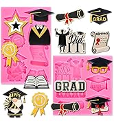 Whaline 2Pcs Congrats Graduation Fondant Molds Grad Theme 3D Silicone Moulds Bachelors Cap Scroll...