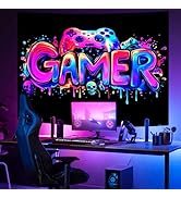 SparkLia Gamer Gaming Tapestry, Blacklight Game Controller Horror Skull Wall Hanging, UV Reactive...
