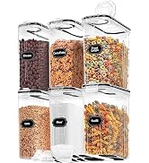Skroam Cereal Containers Storage of 6 [4L/135.2 oz], Airtight Food Storage Containers with Pour S...