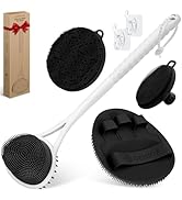 GEENOA Silicone Back &amp; Body &amp; Face Scrubbers Set 4PCS, 15.35’’ Soft Back Scrubber for Dual-Side U...