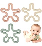 Fu Store 3 Pack Coral Flower Ring Teether Baby Teething Toys Silicone Teether Ring Toys for Babie...
