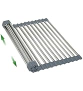AXIMIXAME Expandable Large Draining Rack, Roll Up Heat-Resistant Dish Drainer for Stainless Steel...