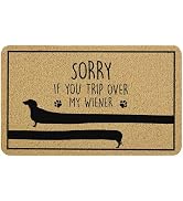 Cabana Bro Dachshund Welcome Door Mat, Sorry If You Trip Over My Wiener Funny Doormat for Front D...
