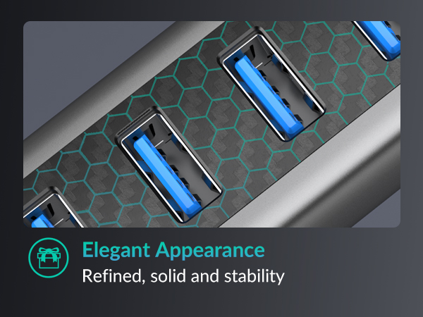 gigimundo gm7u 7 ports usb 3.0 hub with usb c power port for pc laptop mac-002-1