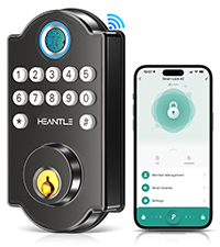 Smart WiFi Door Lock Set: HEANTLE Keyless Entry Front Door Lock Fingerprint Electronic Digital Keypa...