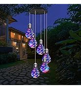 YHmall Colorful Lights Solar Wind Chimes for Outside, Hanging Solar Lights Wind Chime for Women G...