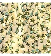 MARTINE MALL Flower Garland Rose Vines, 5 Strands 41Ft Flowers Vines for Bedroom with 33 Ft/100 L...