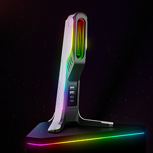 IFYOO RGB Gaming Headset Stand with USB Hub, Game Headphone Mount for PC Computer, Xbox One, PS5