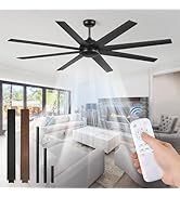 72 Inch Ceiling Fan no Light, Black Ceiling Fan with Remote, 6-Speeds, Quiet Reversible DC Motor,...