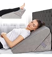 Bed Wedge Pillow - Adjustable 9&amp;12 Inch Folding Memory Foam Incline Cushion System for Legs and B...