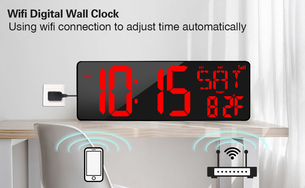 Wifi digital wall clock