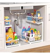 Under Sink Organizer, Pull Out Cabinet Organizer 2 Tier Slide Out Sink Shelf Cabinet Storage Shel...